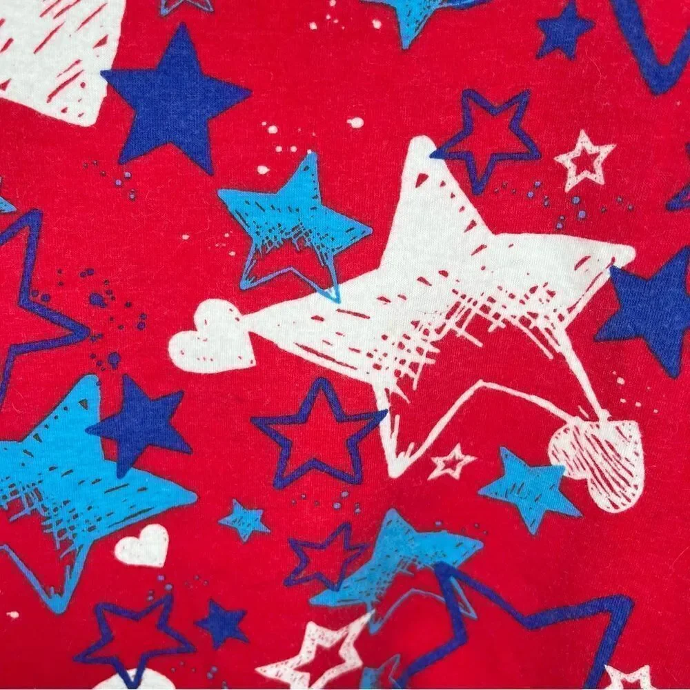 Justice Red Tiered Ruffle Sequin One Shoulder Star Print July 4th Tank Top Red 8